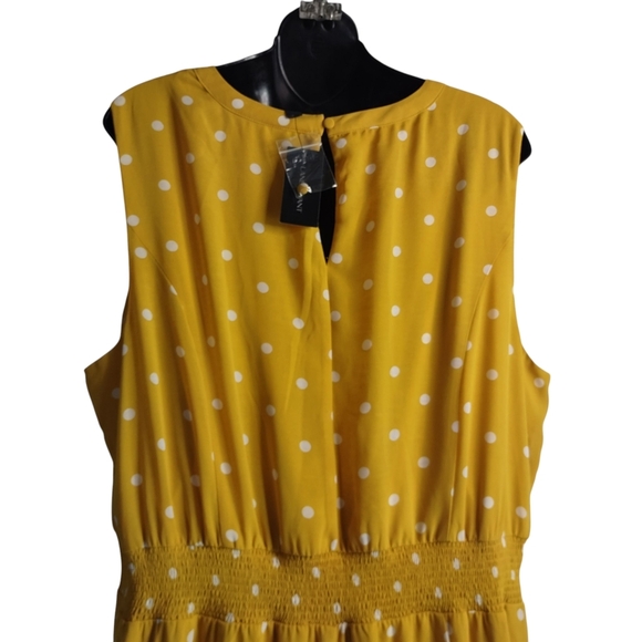 Lane Bryant Midi Dress Plus Size 18 Gold White Polka Dot high Low Sleeveless NWT - Picture 6 of 10